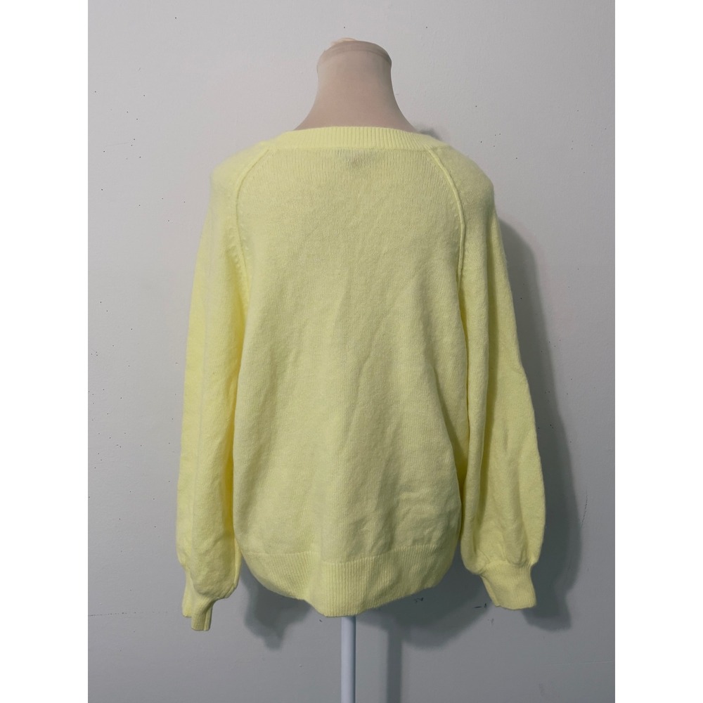 Vince Camuto  Sweater Small Yellow Crew Neck Raglan Preppy Knit‎ Pullover Patel - Picture 5 of 7